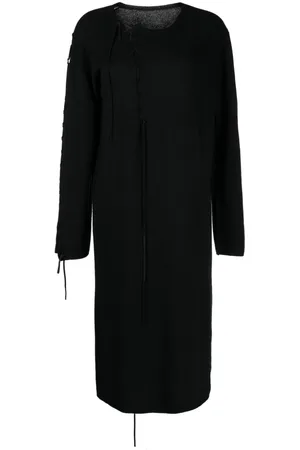 YOHJI YAMAMOTO Tie-detail long-sleeve midi dress