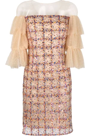 GEMY MAALOUF Sequined ruffled-sleeve dress
