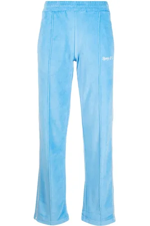 Sporty & Rich Towelling-finish logo-embroidered track pants