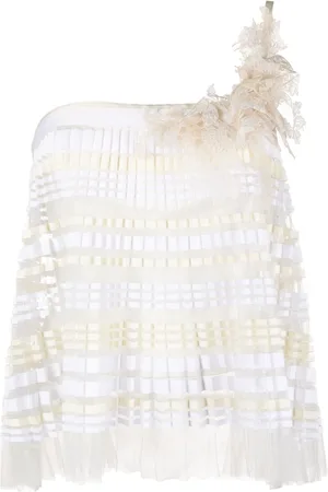 GEMY MAALOUF Floral-appliqué pleated top