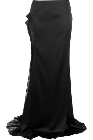 GEMY MAALOUF Floral-detailing satin maxi skirt
