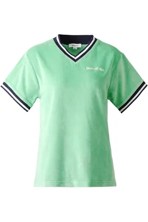 Sporty & Rich Logo-embroidered V-neck cotton T-shirt