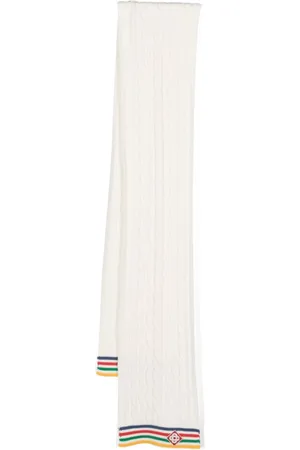 Casablanca Striped cable-knit wool scarf