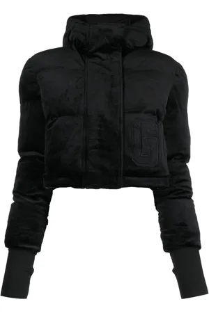 GCDS Hooded velvet bomber jacket