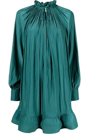 Lanvin Ruffled charmeuse flared dress