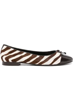 Tory Burch Zebra-pattern leather ballerina shoes