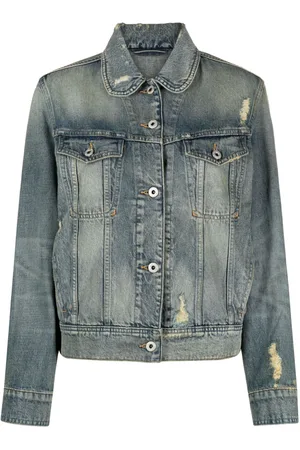 Kenzo Peter Pan-collar ripped denim jacket
