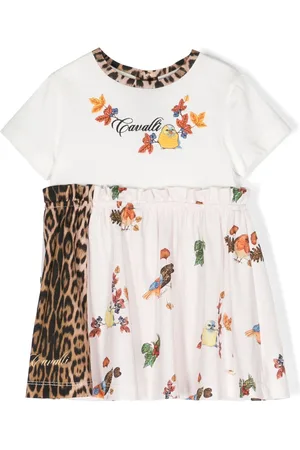 Roberto Cavalli Logo-embroidered cotton dress