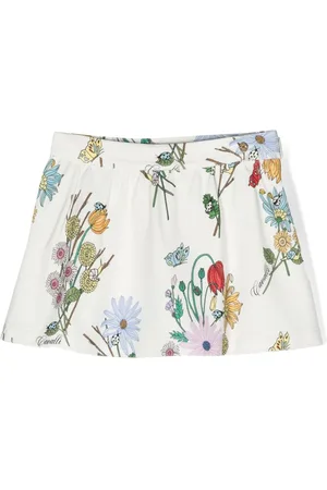 Roberto Cavalli Logo-plaque floral-print skirt