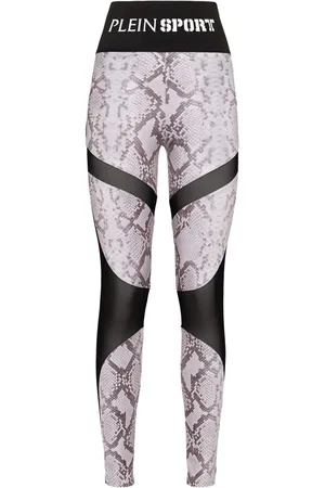 Philipp Plein Logo-waistband snakeskin-print leggings