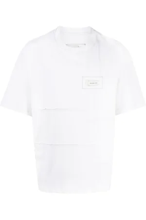 Feng Chen Wang Logo-patch panelled cotton T-shirt