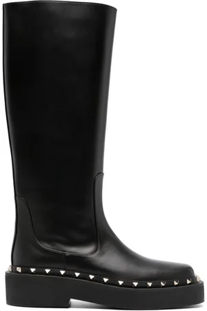VALENTINO GARAVANI Rockstud-embellished knee-high leather boots