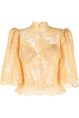 GEMY MAALOUF Floral-lace puff-sleeve top