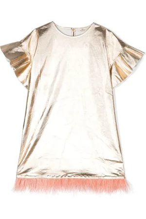 Le pandorine Metallic-finish ruffle dress