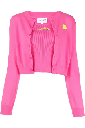 Chocoolate Logo-patch knitted cardigan (set of two)