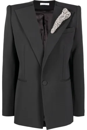 AREA Crystal Bone single-breasted blazer