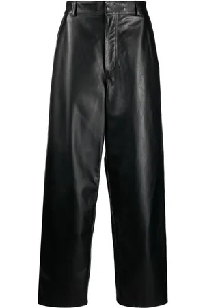 GCDS Wide-leg leather trousers