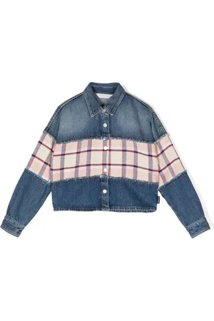 Palm Angels Checked-stripe denim shirt