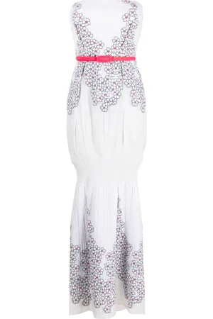 GEMY MAALOUF Floral appliqué off-shoulder maxi dress