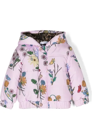 Roberto Cavalli Floral-print hooded puffer jacket