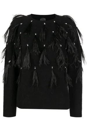 HUISHAN ZHANG Feather-detailing crystal-embellished jumper