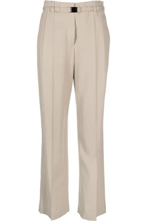 Brunello Cucinelli Belted pleated straight-leg trousers