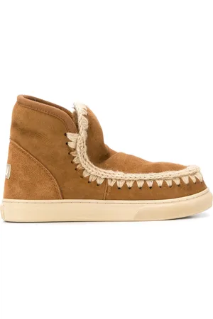 Mou Crochet stitch-trim sneaker boots