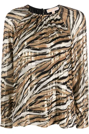 Michael Kors Tiger-print long-sleeved blouse