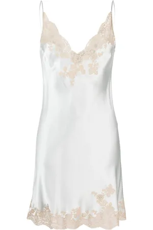 CARINE GILSON Calais-Caudry lace-trim silk slip dress
