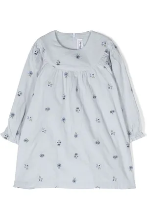 Tartine Et Chocolat Floral-embroidered corduroy midi dress
