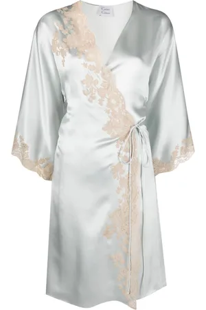 CARINE GILSON Calais-Caudry lace silk kimono