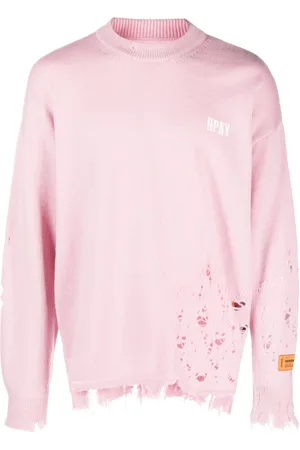 Heron Preston Logo-embroidered ripped wool jumper