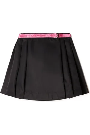 OFF-WHITE Bookish logo-belt pleated skirt