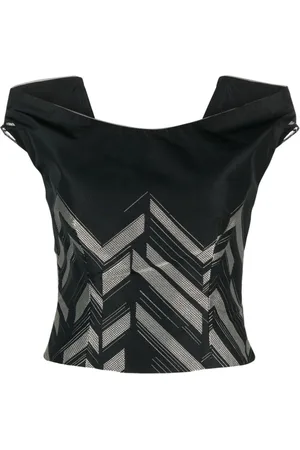 GEMY MAALOUF V-back chevron-pattern top