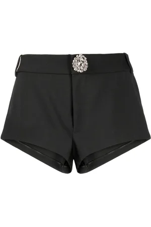 AREA Crystal-embellished virgin wool mini shorts