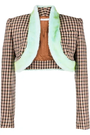 AREA Faux-fur trim cropped jacket