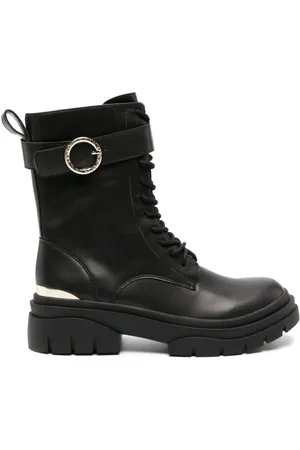 Roberto Cavalli Belted-ankle leather boots