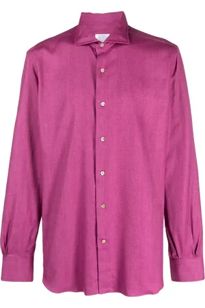 MAZZARELLI Cutaway-collar cotton-blend shirt