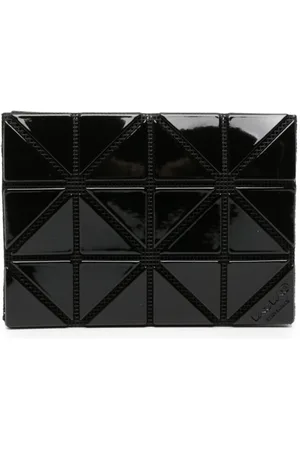 Issey Miyake High-shine faux-leather geometric-design cardholder