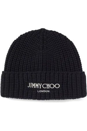 Jimmy Choo Logo-embroidered ribbed-knit beanie