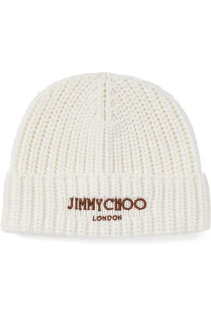 Jimmy Choo Logo-embroidered ribbed-knit beanie