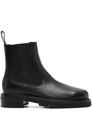 OFF-WHITE Round-toe leather ankle boots