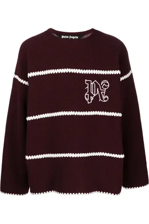 Palm Angels Embroidered-monogram striped jumper