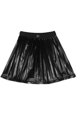 Twin-Set Logo-plaque pleated skirt