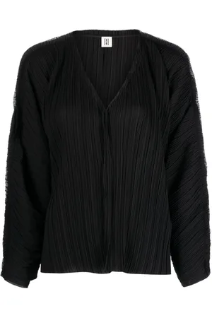By Malene Birger Plissé-effect V-neck sweatshirt