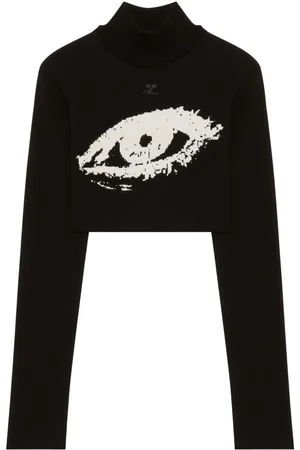 Courrèges The Eye fine-ribbed cropped jumper