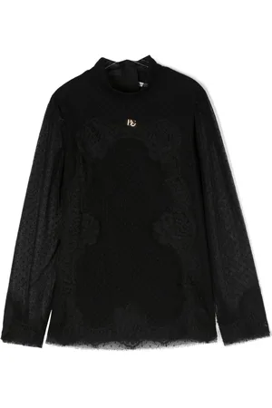 Dolce & Gabbana Logo-lettering lace-detailing blouse