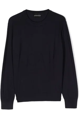 Emporio Armani Logo-jacquard fine-knit jumper