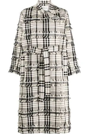 HENRIK VIBSKOV Midnight plaid-check fringe raincoat