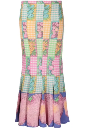 ERL Mix-print fluted maxi skirt